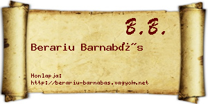 Berariu Barnabás névjegykártya